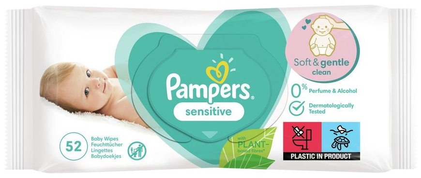 Детские влажные салфетки Pampers Sensitive 52 шт