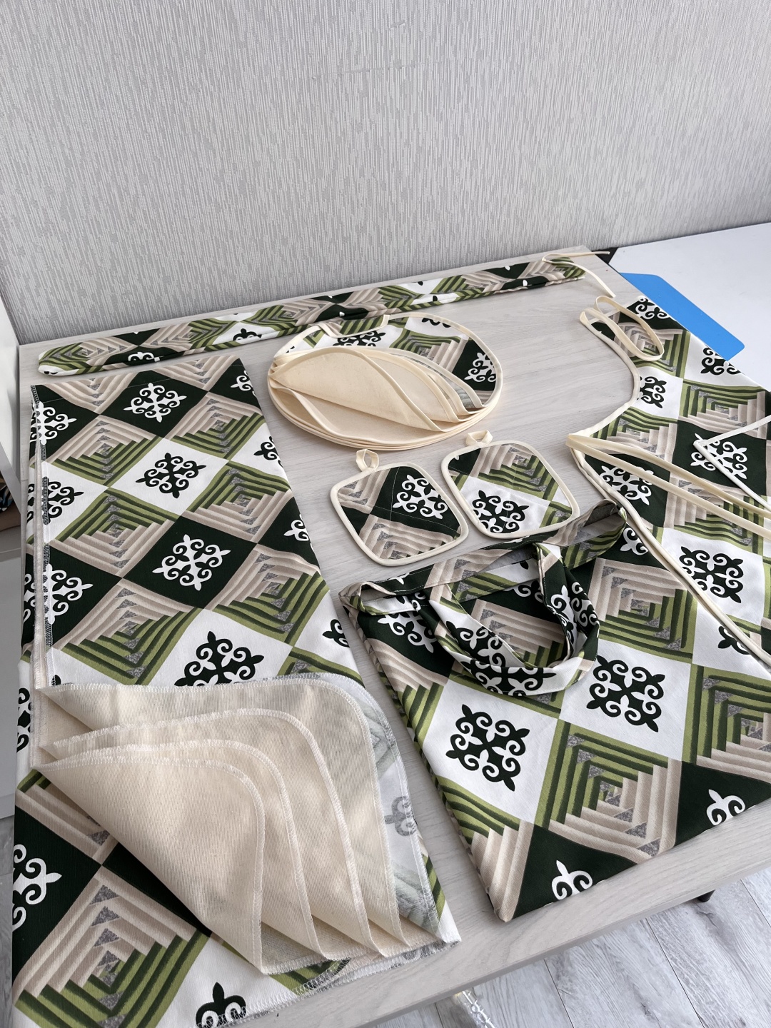 Комплект кухонный Кухонный комплект Hadiya home textile 7 шт, бязь, дак