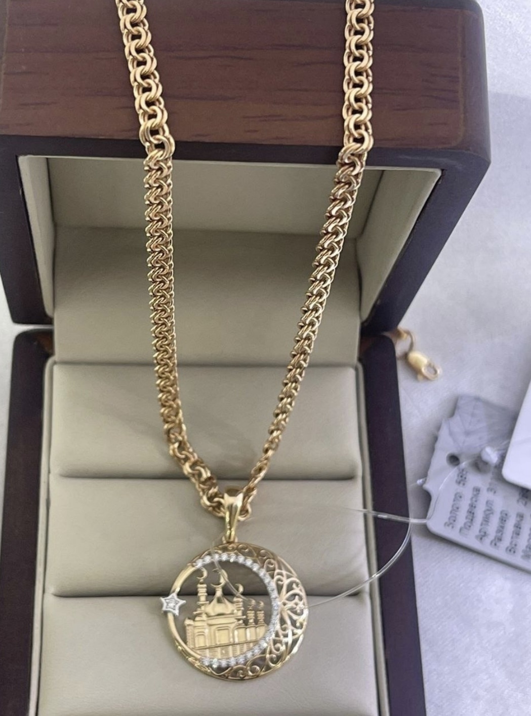 Колье Золото Sabina gold алтын алқа алтын цепочка с кулоном длина 50 см вес 9.25 г золото, фианит
