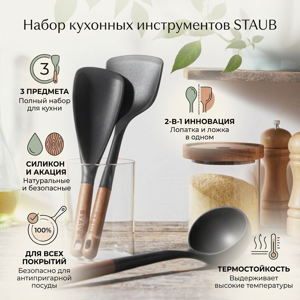 Набор кухонных инструментов Staub силикон, 3 шт