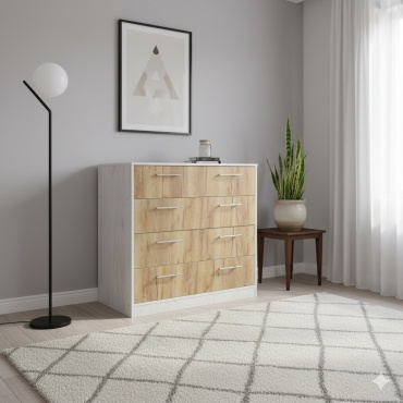 Комод КВАНТ Смарт, 100x50x85 см, белый, коричневый