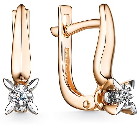 Серьги АЛЬКОР 24281-100 вес 2.58 г золото, бриллиант