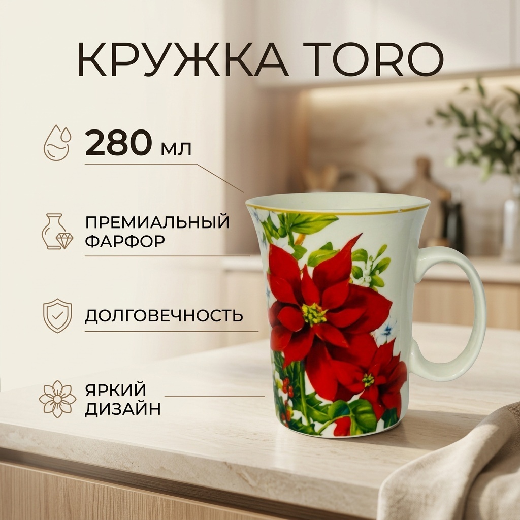 Кружка Toro 590931/44, 280 мл, фарфор, 1 шт.