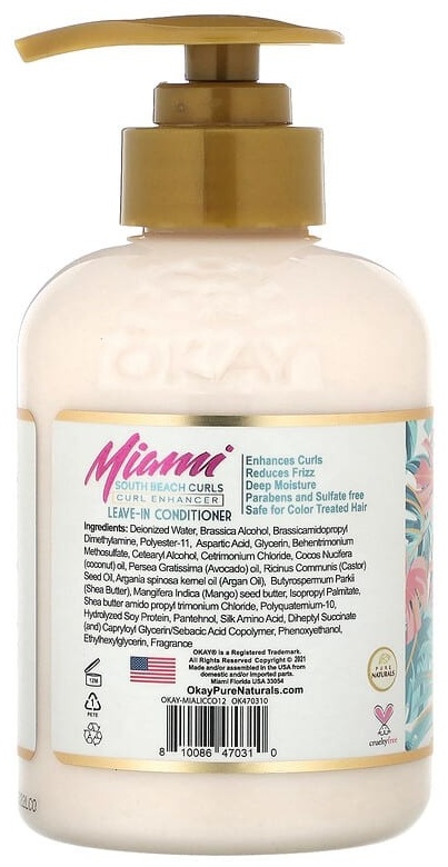 Okay Pure Naturals Miami South Beach Curls, кондиционер, усиливающий локоны с кокосом, 354,8 мл кондиционер 355 мл