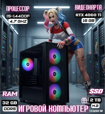 REALTECH i5-14400F / RTX 4060 Ti 16 Гб / 32 Гб / SSD 2000 Гб / Win 11