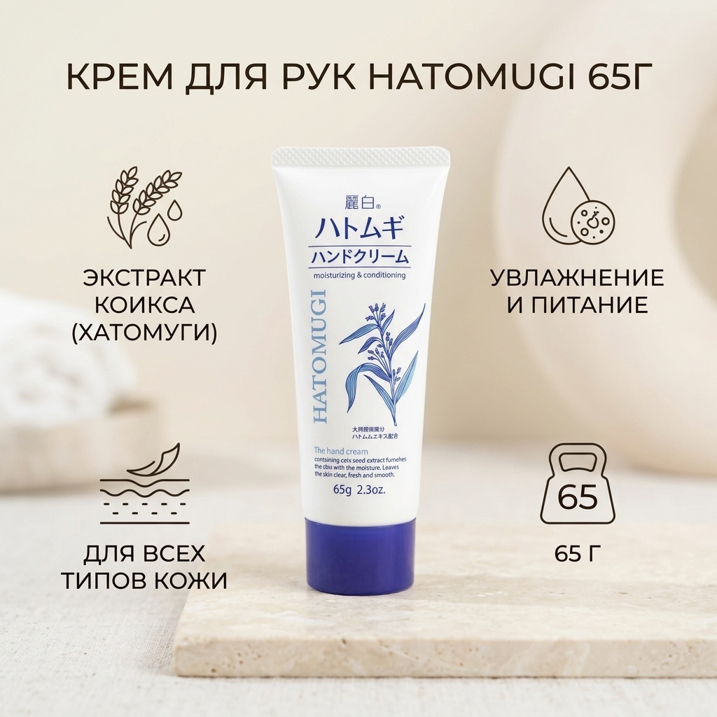 Kumano Hatomugi Moisturizing & conditioning крем для рук 65 г