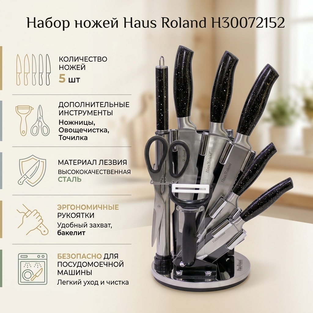 Набор ножей Haus Roland H30072152, лезвие: сталь 5 шт