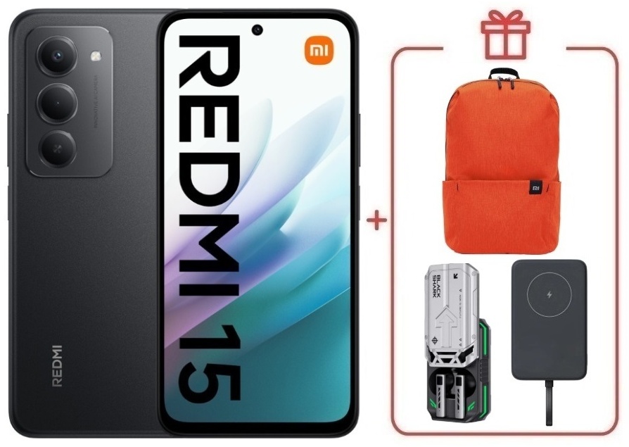 Смартфон REDMI 15 8 ГБ/256 ГБ черный + подарок