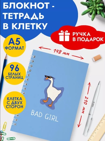 Блокнот Abc Gifts Bad Girl, A5, 48 л, голубой