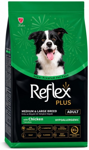 Reflex Plus с курицей для взрослых средних и крупных пород 12 кг