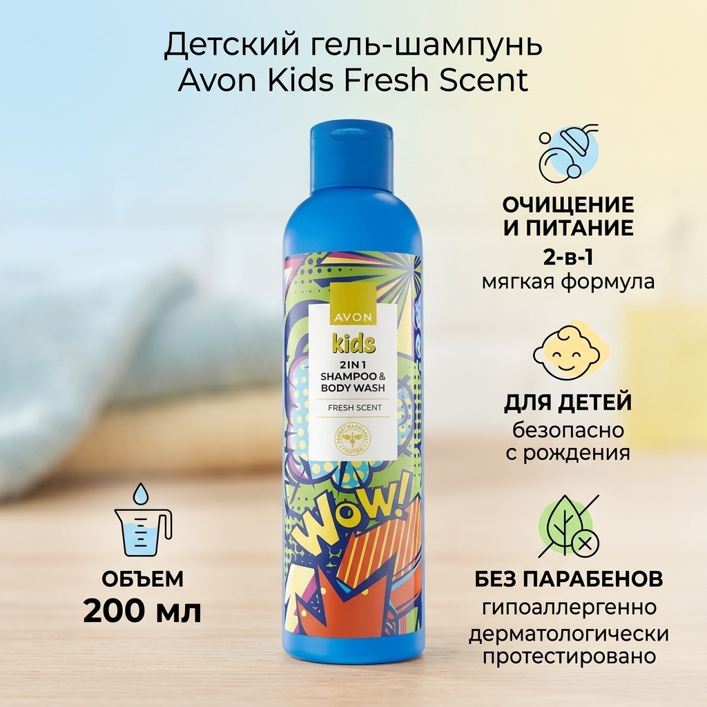 Avon Kids Fresh Scent гель-шампунь 200 мл