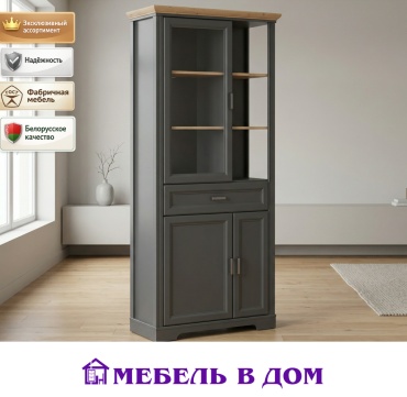 Распашной шкаф Мебель в Дом JASMIN, 93x204х41 см, графит, светло-коричневый