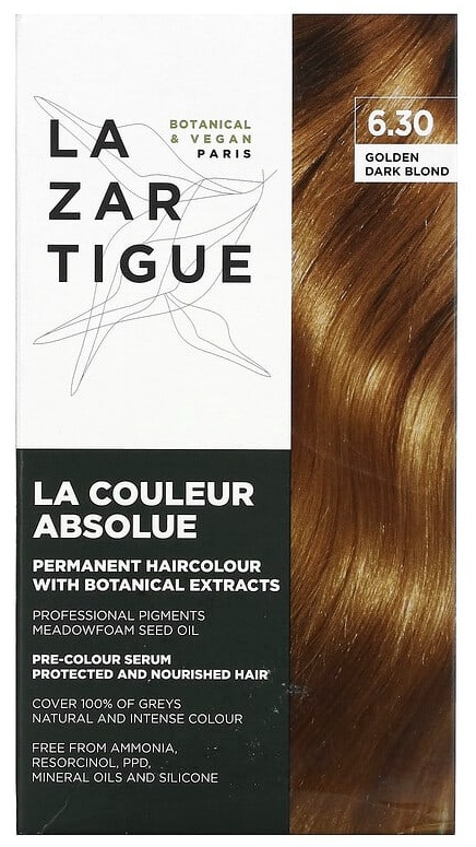 Lazartigue Стойкая краска для волос с растительными экстрактами, 6.30 Golden Dark Blond 6.30 Golden Dark Blond крем-краска 200 мл