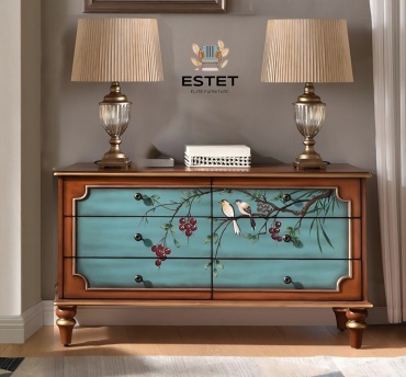 Комод ESTET ELEGANCE, 120x40x65 см, коричневый, бирюзовый