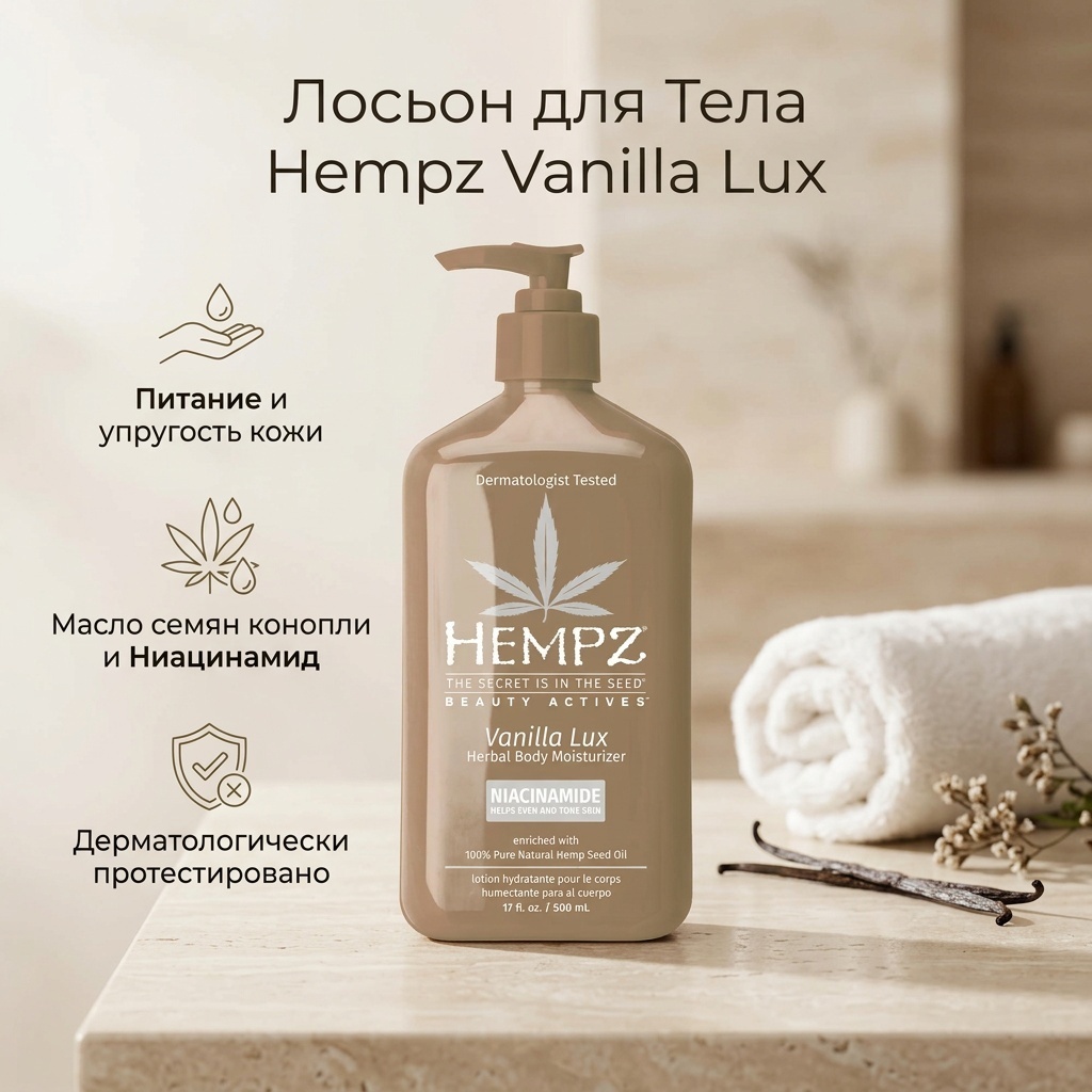 Hempz Vanilla Lux Herbal Body Moisturizer Лосьон для Тела Ваниль лосьон для тела 500 мл