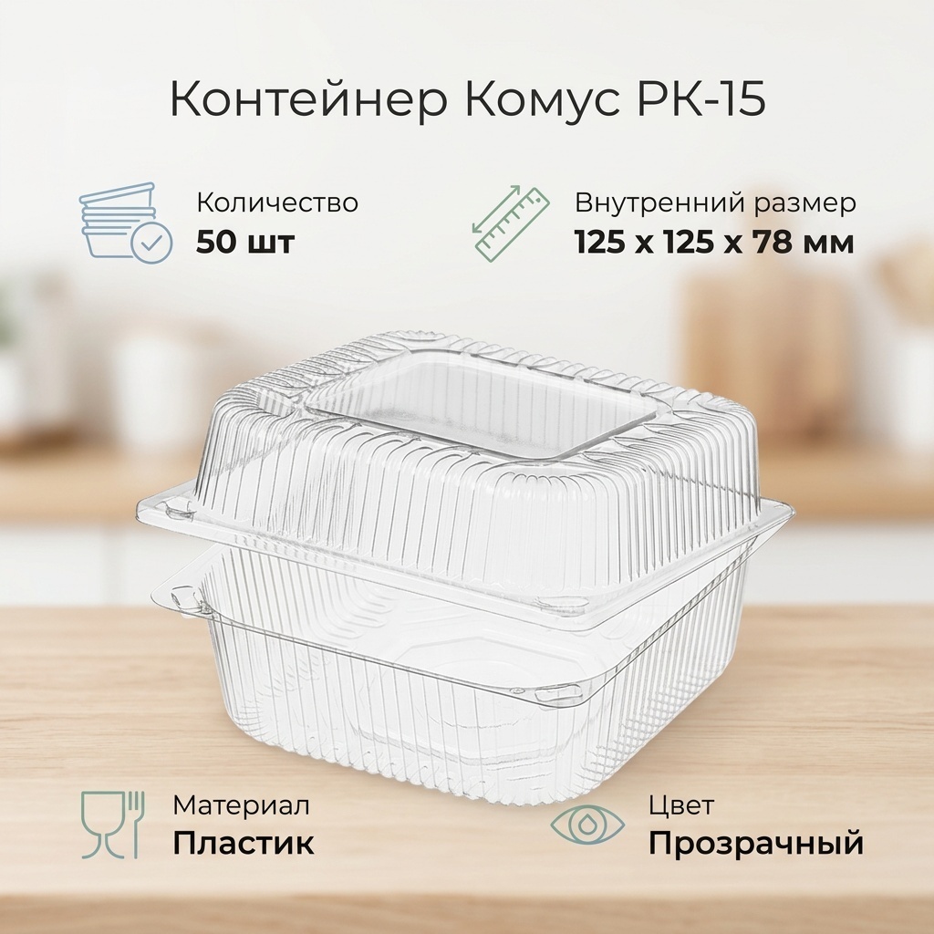 Комус контейнер РК-15 прозрачный 50 шт