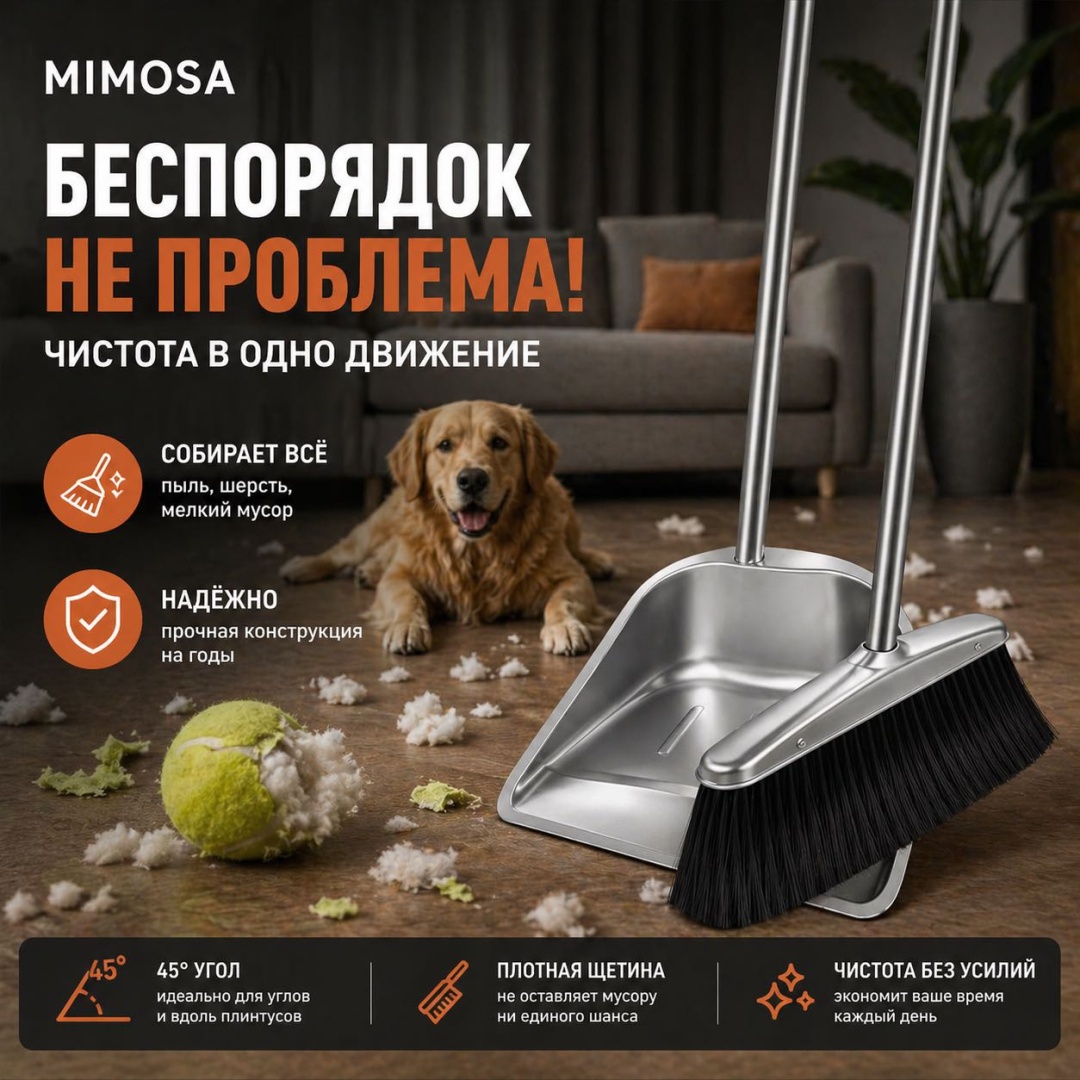 Mimosa веник с совком Прочный металл для Пола уборки дома 99 см