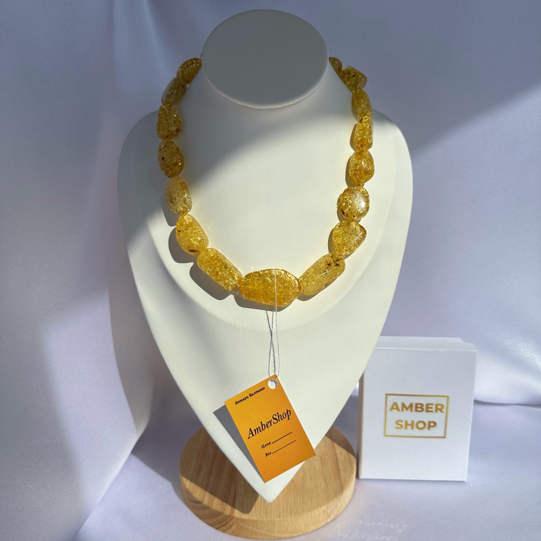 Бусы AmberShop длина 45 см натуральный янтарь янтарь