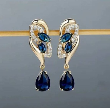 Серьги KaiserLUX медицинское золото, сапфир
