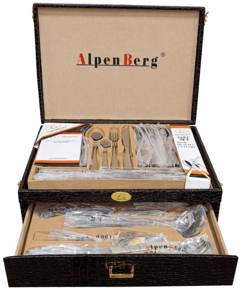 Набор столовых приборов AlpenBerg 86 шт, серебристый VVL-125