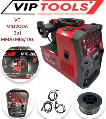 VIPTOOLS сварочный инвертор MIG-200A (MIG/MAG, MMA)