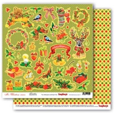 Бумага для скрапбукинга двусторонняя It`s Christmas "Decoration" 30,5х30,5 см (лист) SCB220609706