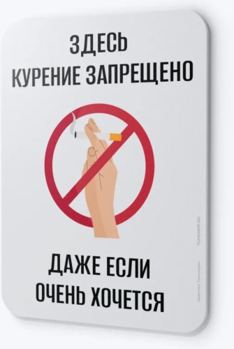 Табличка SIGNIQ Курение запрещено 24x18 см