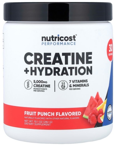 Креатин Nutricost Creatine + Hydration фруктовый пунш 282 г