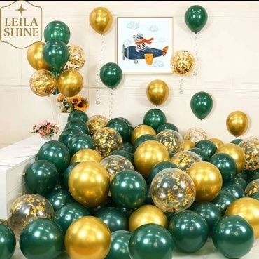 Воздушный шар Leila Shine Набор из 30 шт, зеленый, золотистый, прозрачный