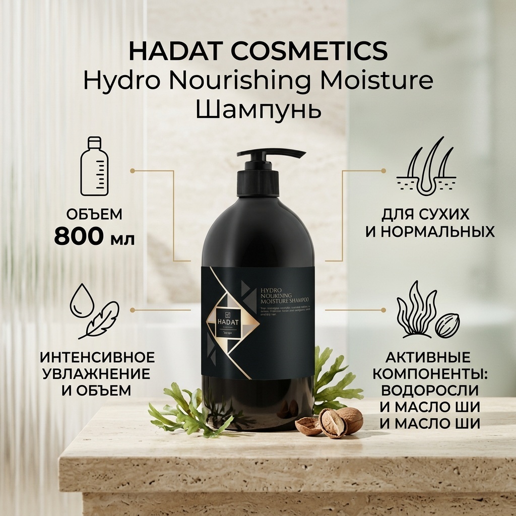 HADAT COSMETICS Hydro Nourishing Moisture шампунь 800 мл