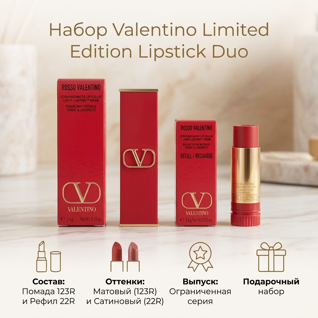 Valentino Limited Edition Lipstick Duo набор декоративной косметики для женщин
