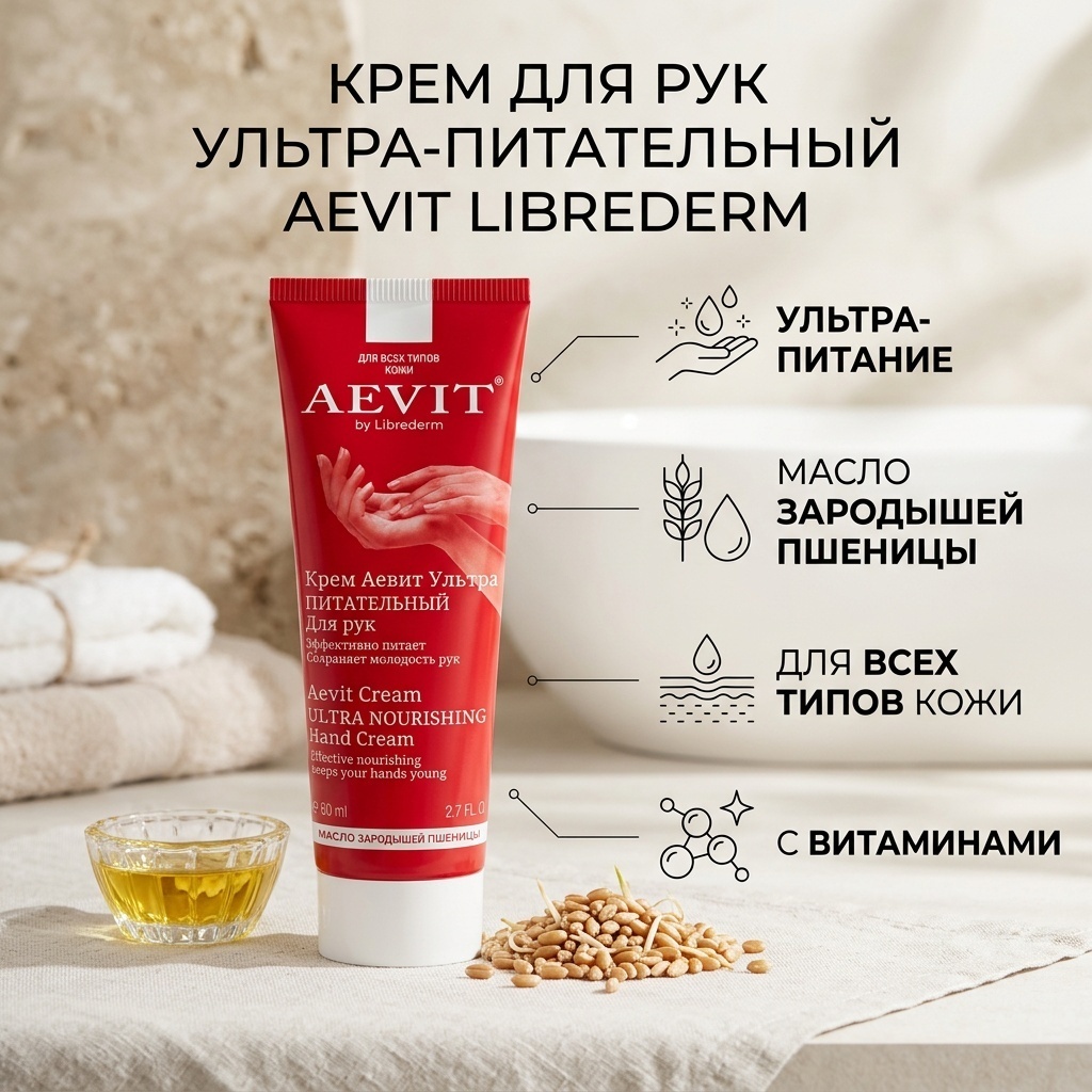 Aevit Ультра-питательный с маслом зародышей пшеницы крем для рук 80 мл