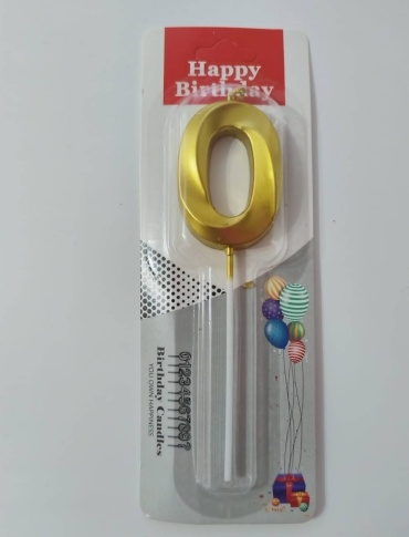 Свеча Happy birthday цифра 0, 1 шт