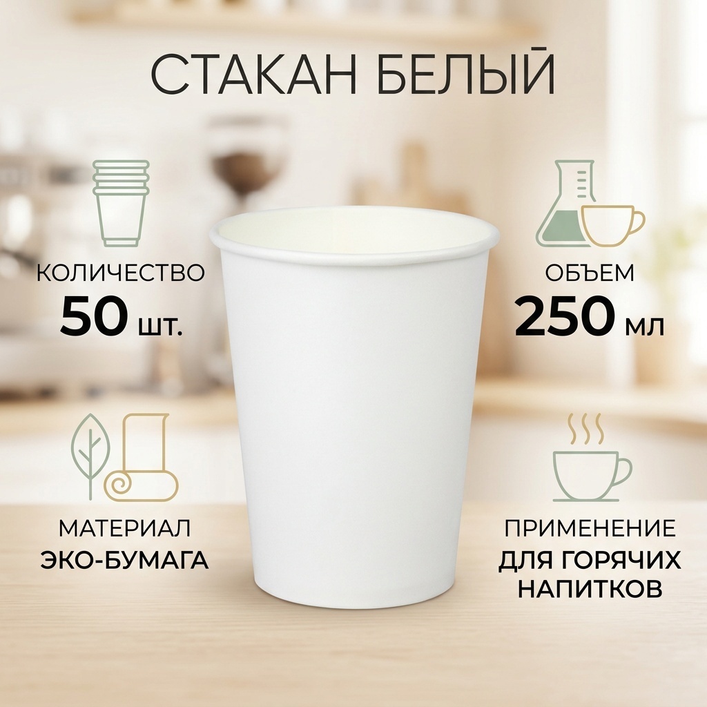 Стакан 362093177 белый 50 шт