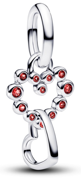 Шарм PANDORA «Соединенные сердца» 794435C01 вес 0.86 г серебро, кристалл