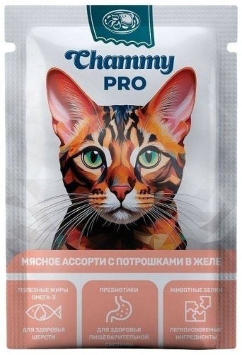 Chammy Pro кусочки в желе мясное ассорти, потроха 85 г 1 шт