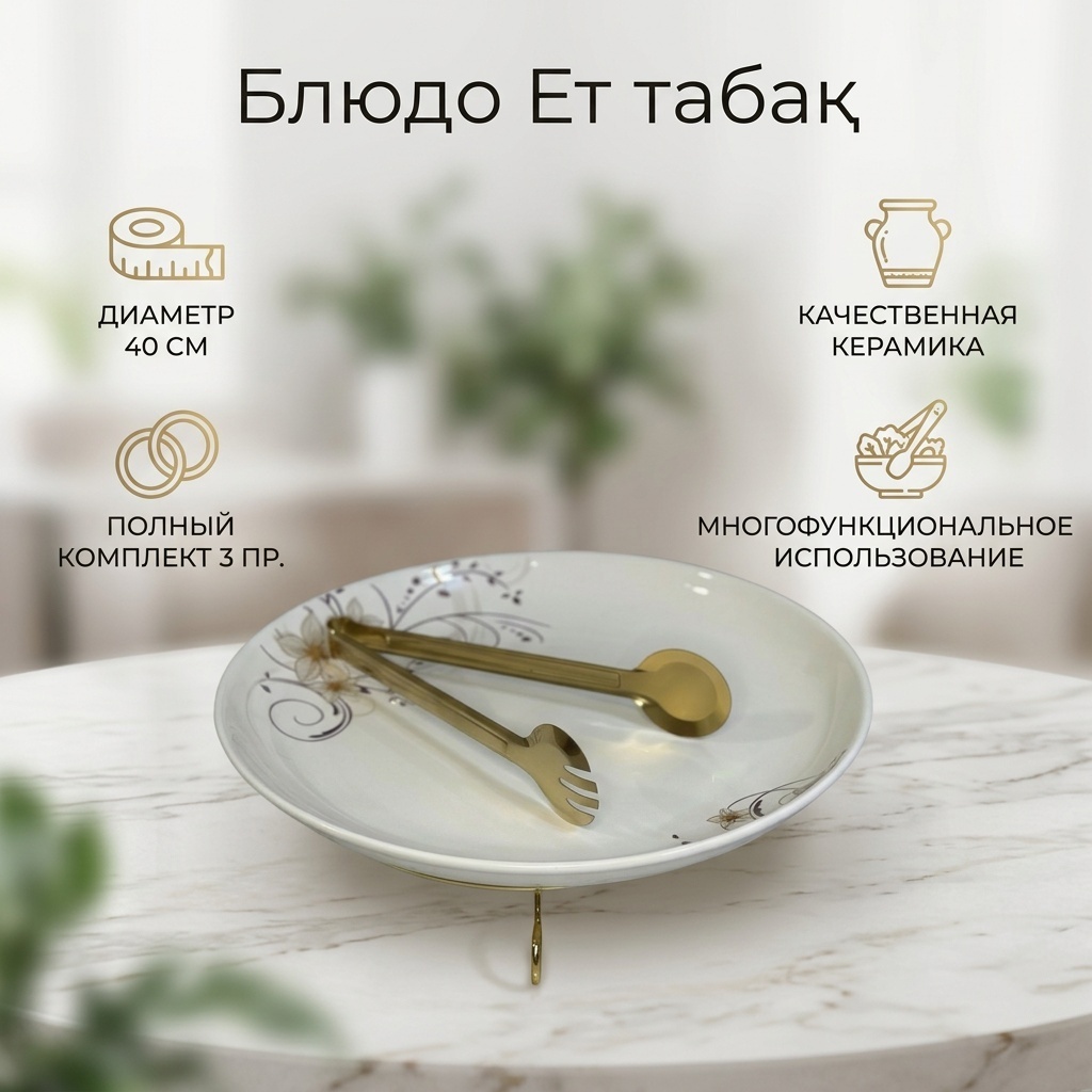 Блюдо 40х40 см, керамика, 3 шт