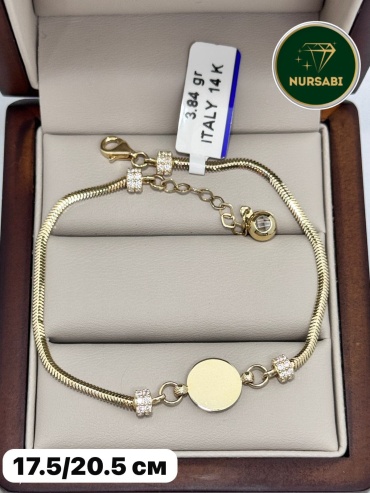 NURSABI 45667 длина 17.5 см, вес 3.84 г золото, плетение отсутствует