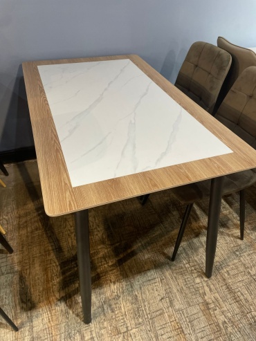 Обеденный стол Esterle F-011 V, 120х70x74 см, керамогранит, черный, коричневый