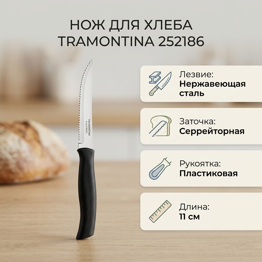 Нож для хлеба , лезвие: нержавеющая сталь 1 шт