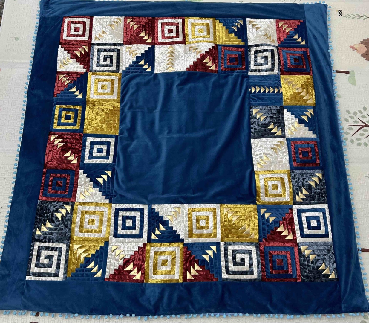 Комплект корпе с подушками 140x140 см, синтепон, синий