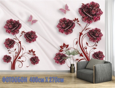 Room Art KZ фотообои цветочные узоры luxe 3.0, основа флизелин (2.7x4 м)
