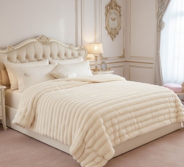 Плед Inkartekstil 200х220 см, искусственный мех, кремовый