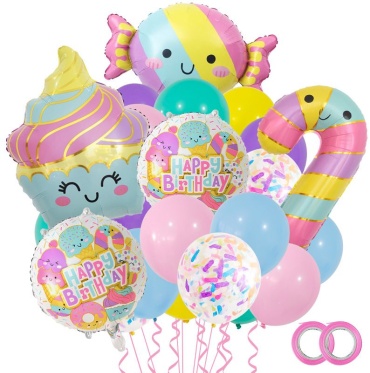 Набор воздушных шаров EvaNika Happy birthday сладости 23 шт, мультиколор