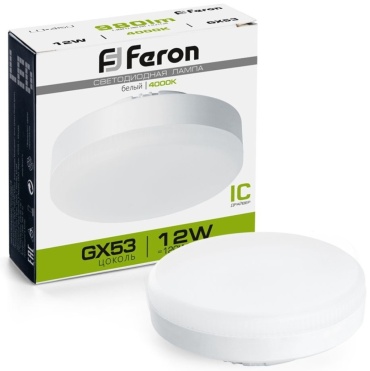Feron 12W GX53, светодиодная, естественный белый