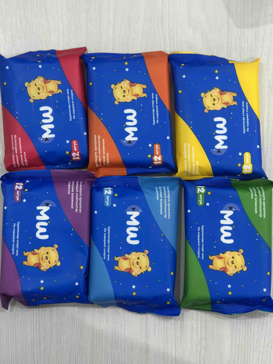 Влажные салфетки Mini Winnie Карманные влажные салфетки 6 упаковок 12 шт