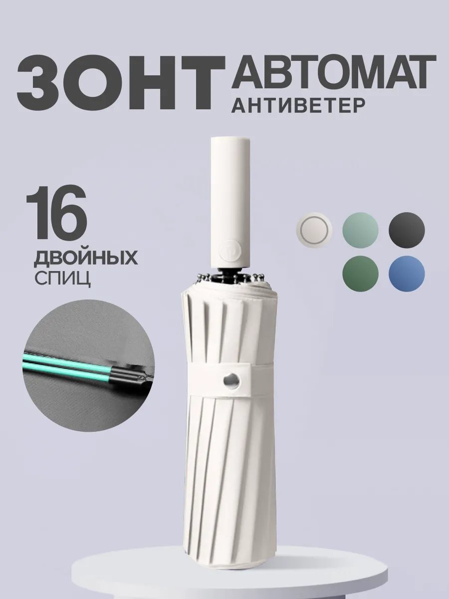 Складной зонт полуавтомат молочный