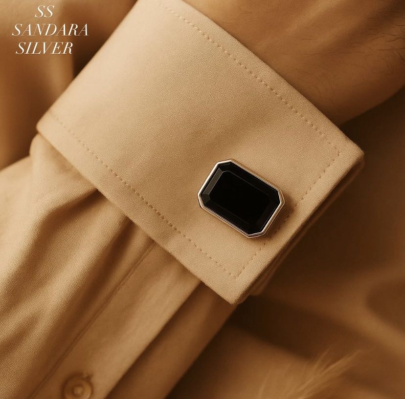 Запонки SANDARA silver медицинская сталь, цирконий