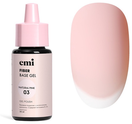 E.Mi базовое покрытие Базы гель-лак Natural Pink камуфлирующее 30 мл