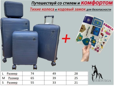 Комплект чемоданов Fashion Китай полипропилен 220 л темно-синий